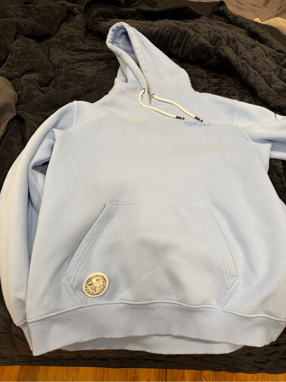 Light Blue Kids Hoodie Sweatshirt with Embroidered Logo